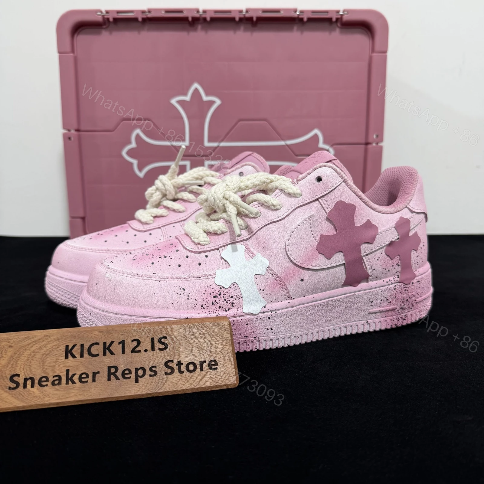 Pink Chrome Hearts Air Force 1 — view 1