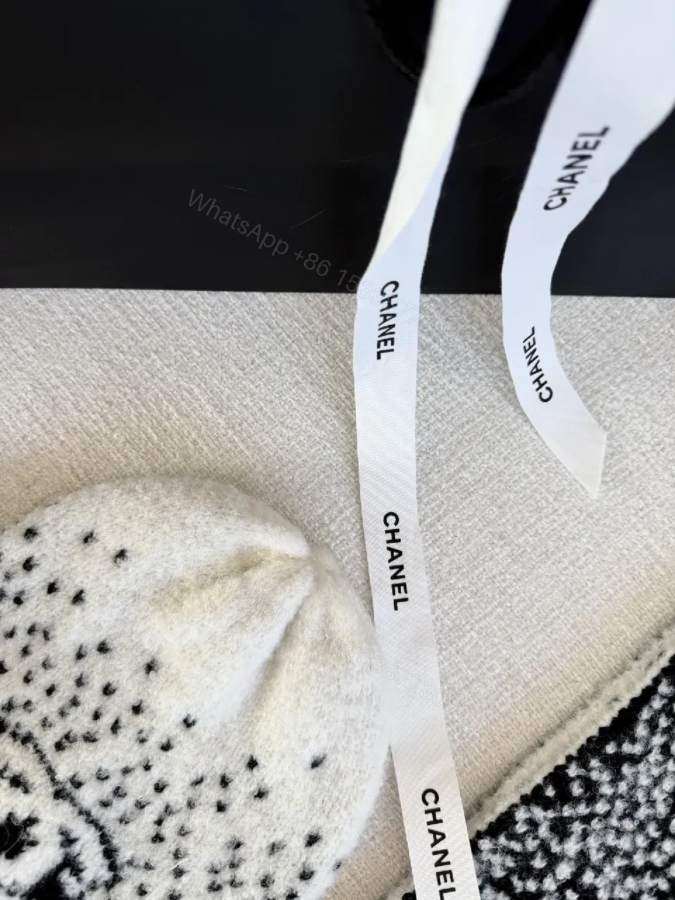 View 2 of Soft Knit Beanie with Ribbon Detail, Luxe Texture, Unisex