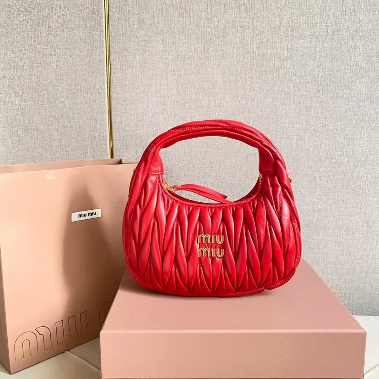View 7 of Red Quilted Satchel with Miu Miu Hardware - Luxe Everyday Bag