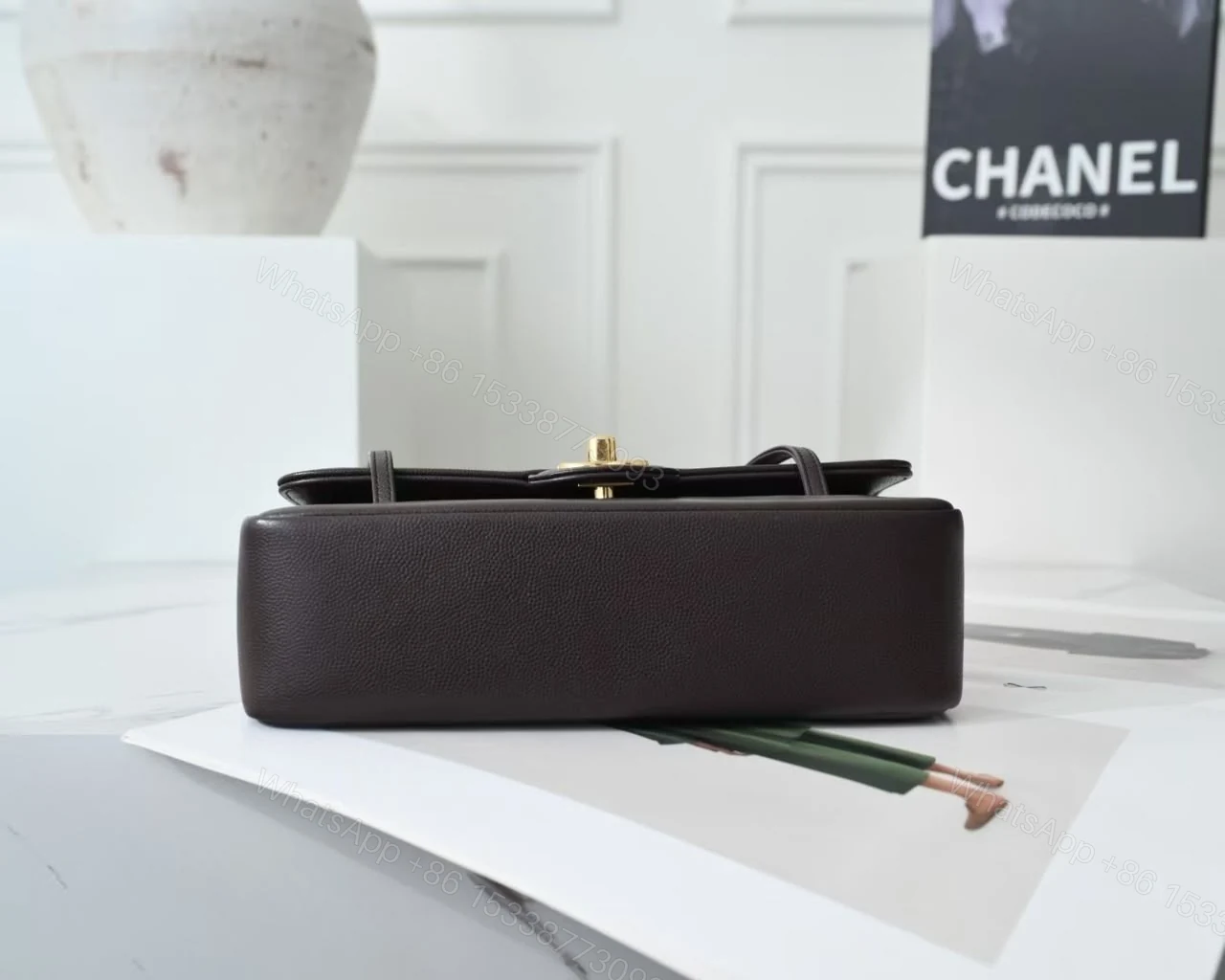 View 5 of Chanel Preppy Coco Small Flap Bag in dark brown