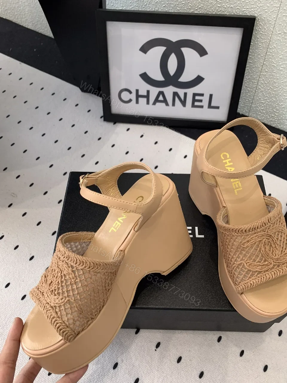 View 2 of Woven Nude Slingback Wedge Sandals – Luxe Comfort