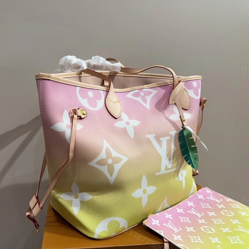 View 8 of Louis Vuitton Neverfull MM By The Pool Monogram Giant Yellow Pink 31Cm M45680