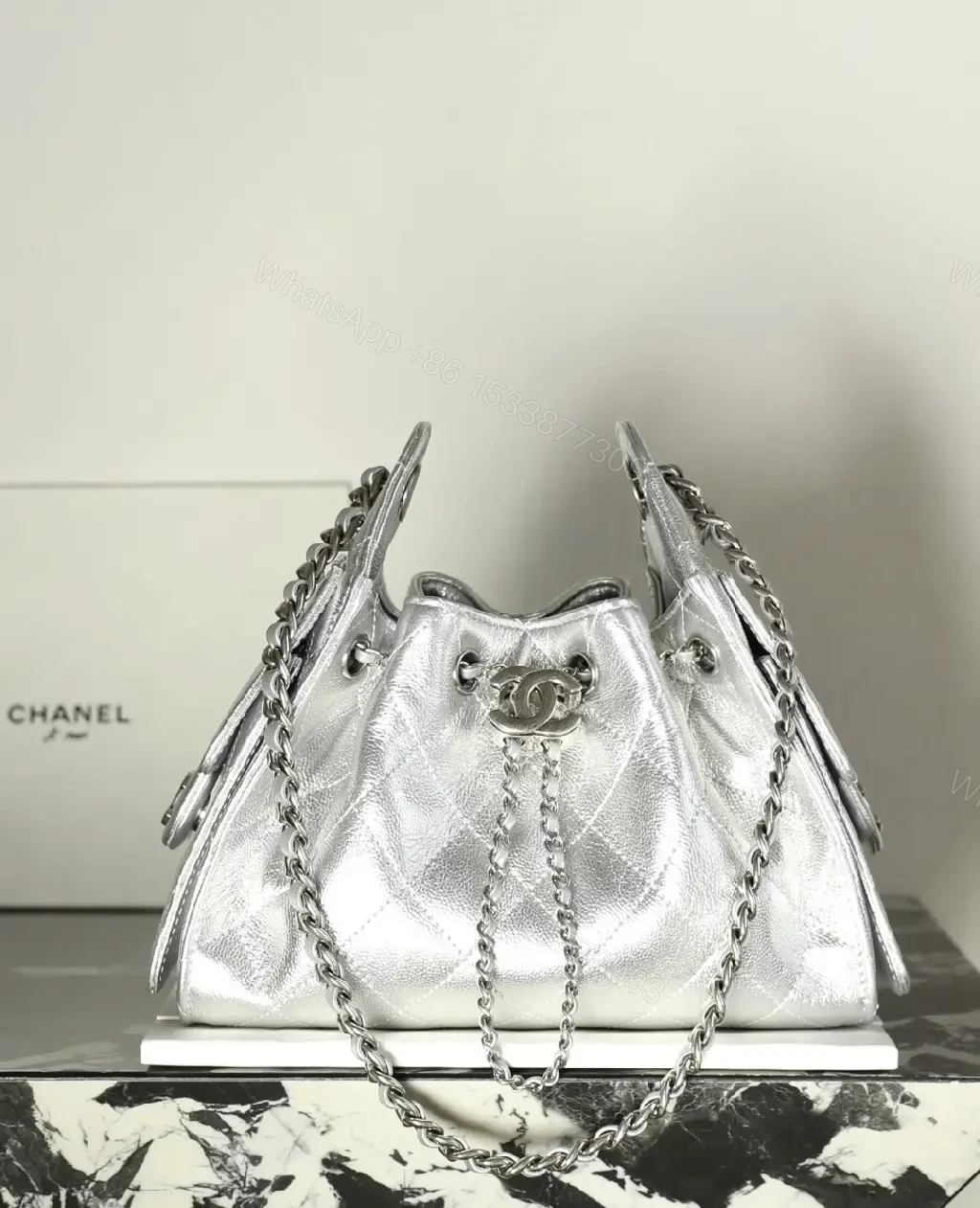 View 9 of Metallic Quilted Bag: Modern Shine, Everyday Versatility