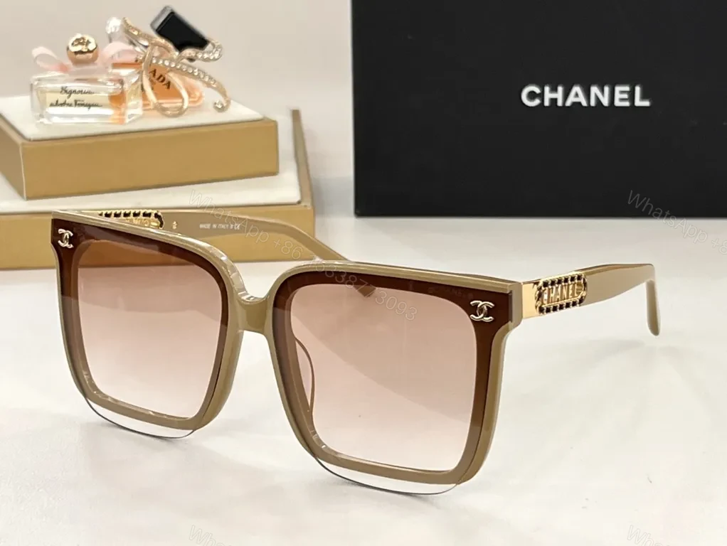 View 4 of Soft Rose Tones Rose-Gold Chanel Sunglasses, Oversized Square