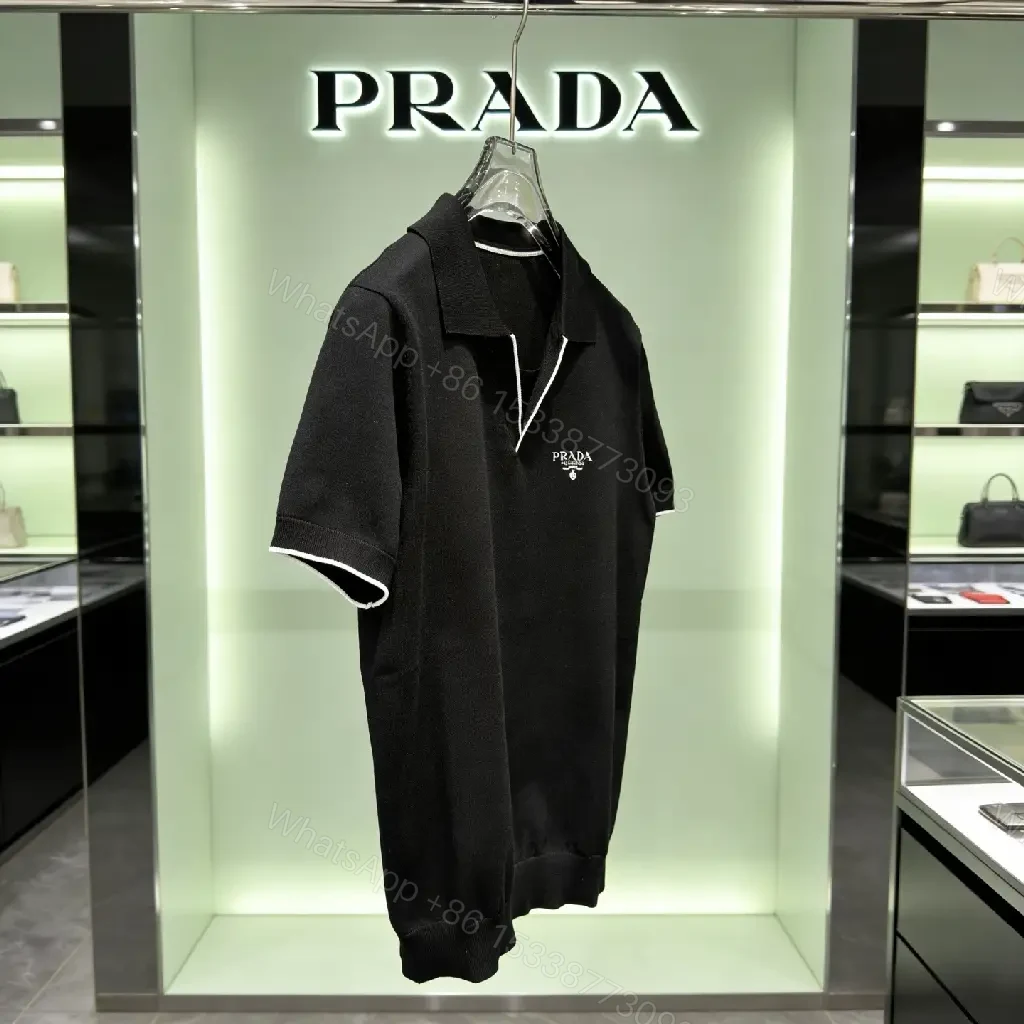 View 7 of Premium Black Polo Knit with Subtle Detailing Polo Knit Tee