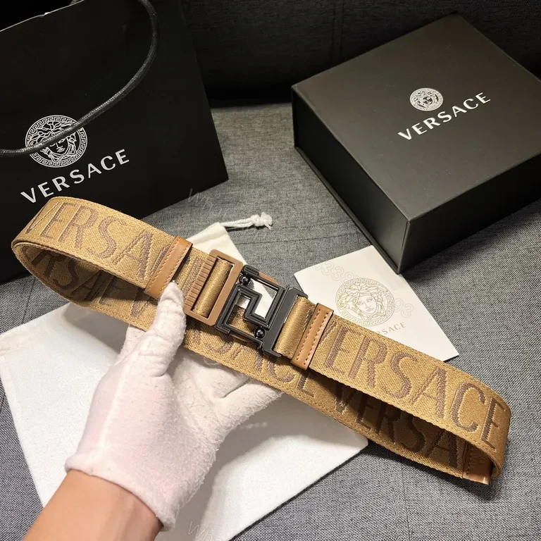 View 8 of Textured Logo Tape Belt: Premium Camel Strap with Modern Buckle