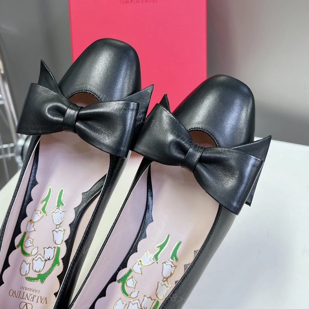 View 5 of 高仿Valentino*6W2S0LB蝴蝶結高踭鞋黑色4.5CM免檢版