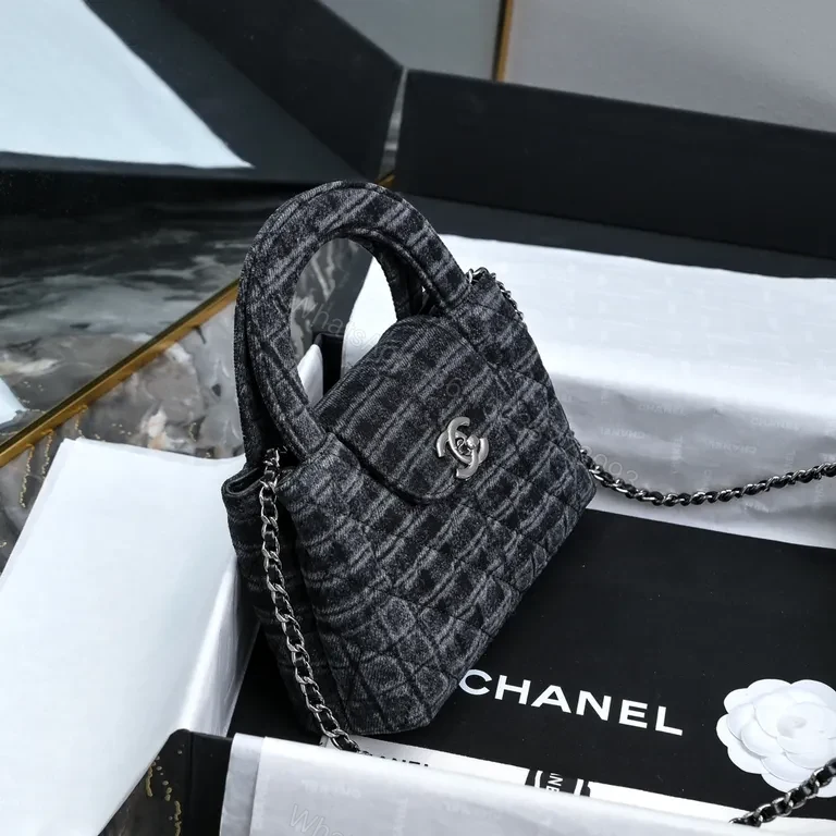 View 7 of Structured Tweed Crossbody with Signature Hardware Luxury Bag