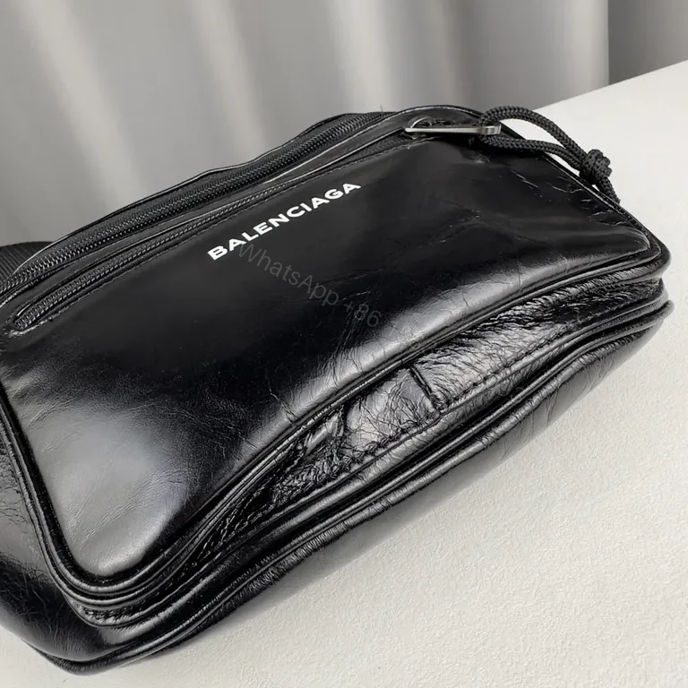 View 4 of Balenciaga Belt Bag: Black Leather, Compact Luxe Crossbody