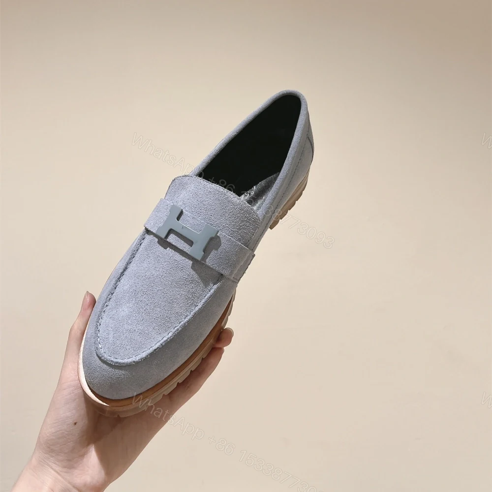 View 9 of 高仿Hermes*H222056Z6U羊京料樂福鞋藍色免檢版