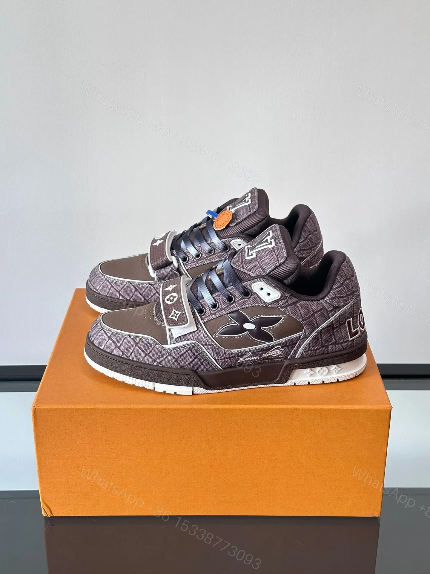 View 2 of LV Men Brown Textile Sneakers