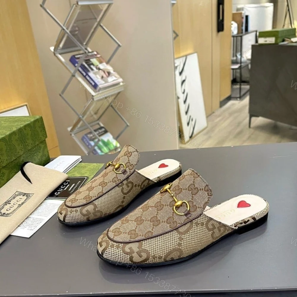 View 7 of Gucci Women Princetown Slipper Beige And Ebony GG Canvas 475094 UKO60 2588