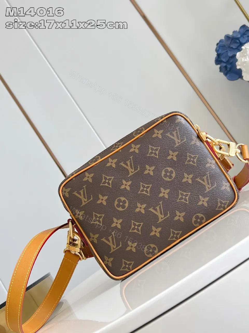 View 2 of Monogram Crossbody: Warm Leather Trim, City Luxury, Compact All-Day