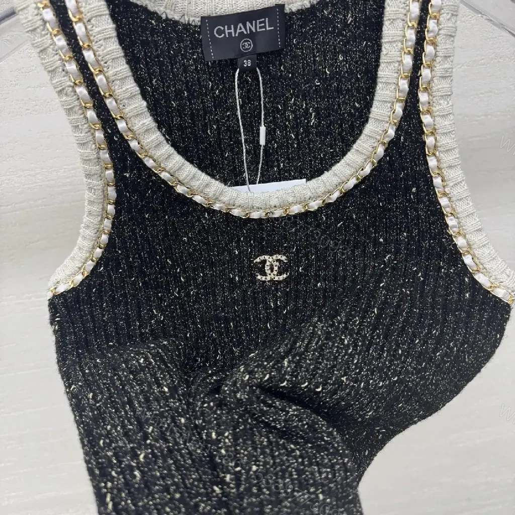 View 9 of Textured Tweed Knit Tank with Crystal Trim