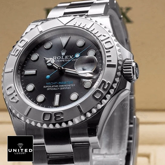 View 7 of Rolex Yacht-Master 116622-0003 Platinum & Rhodium Dial Replica
