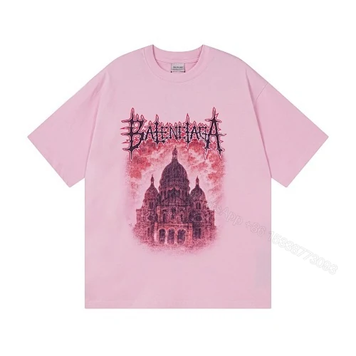 View 3 of Balenciaga Clothes Paris Sacré-Cœur Basilica Printed T-shirt Black/Pink