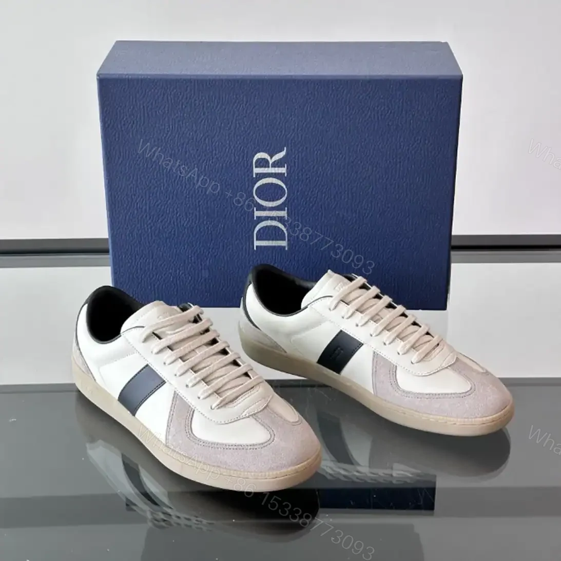 View 2 of DIOR B01 MATCHPOINT SNEAKERS BLACK AND WHITE SMOOTH CALFSKIN WITH GRAY SUEDE – CD225