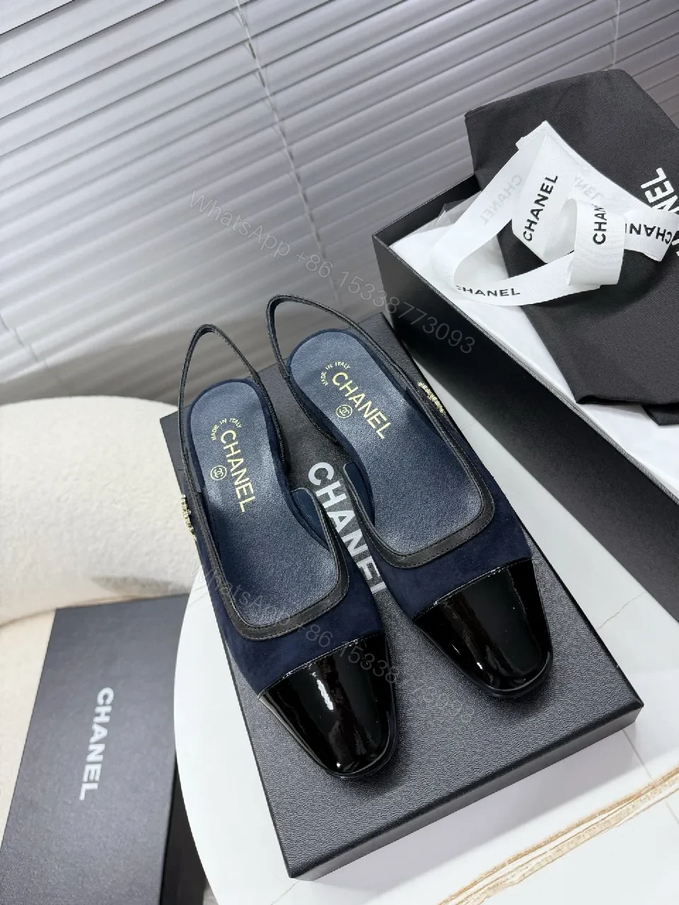 Navy Velvet Mules with Patent Toe – Sleek Designer-Inspired Style — view 1