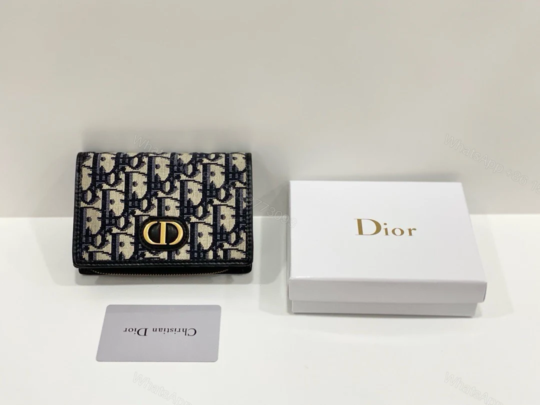 DiorA貨短夾 女士對摺Oblique帆布 立體金屬CD標識款 — view 1