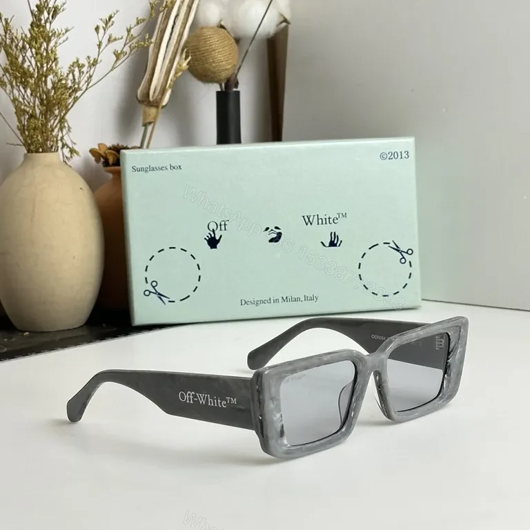 View 2 of Bold White Square Frames Sunglasses with Off-White Branding