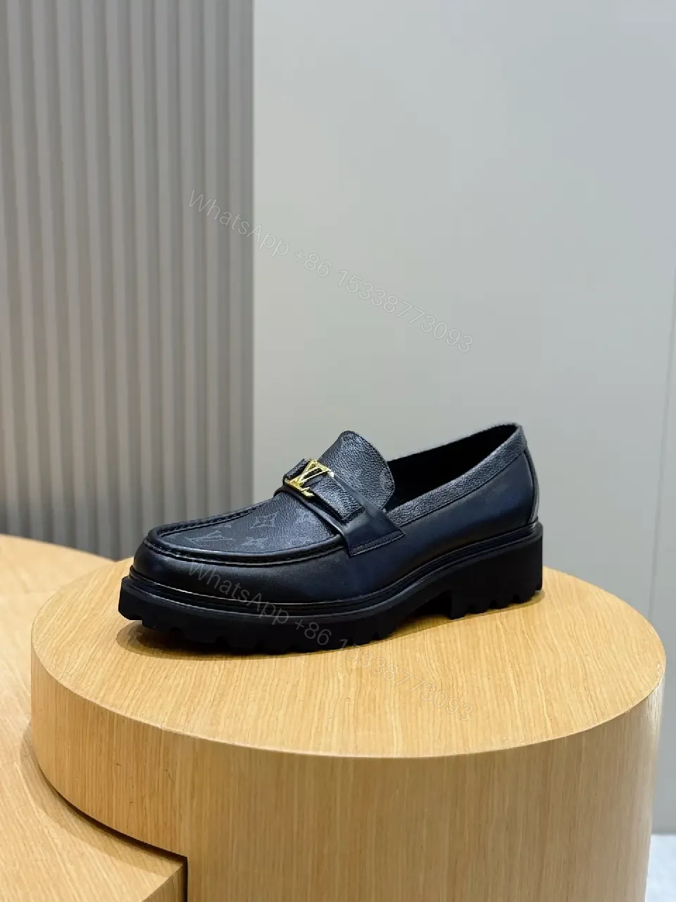 View 5 of Monogram Texture Slip-On Loafers: Luxe Comfort Shoes