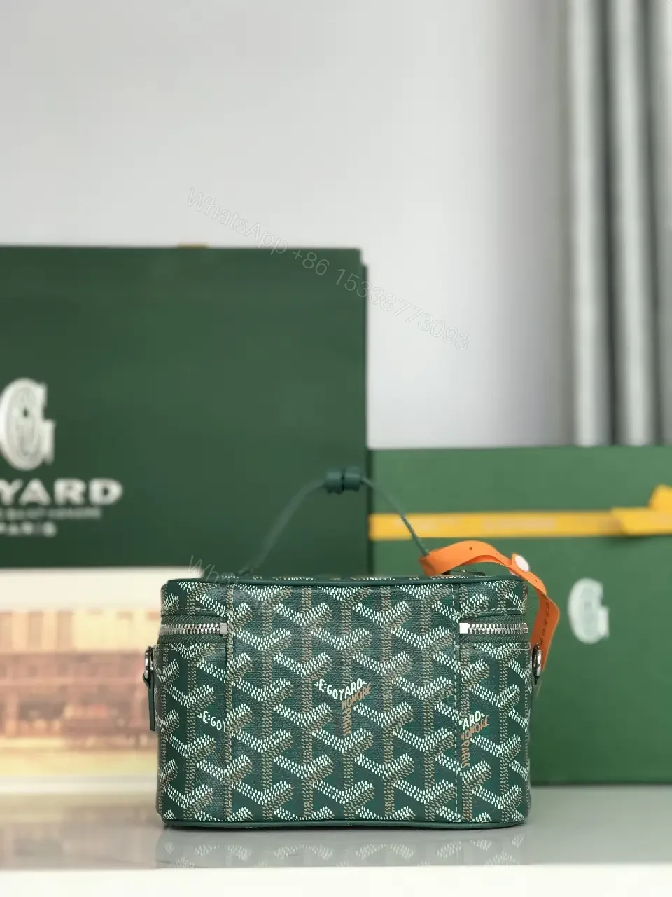 View 9 of Goyard-Inspired Textured Compact Case with Luxe Hardware