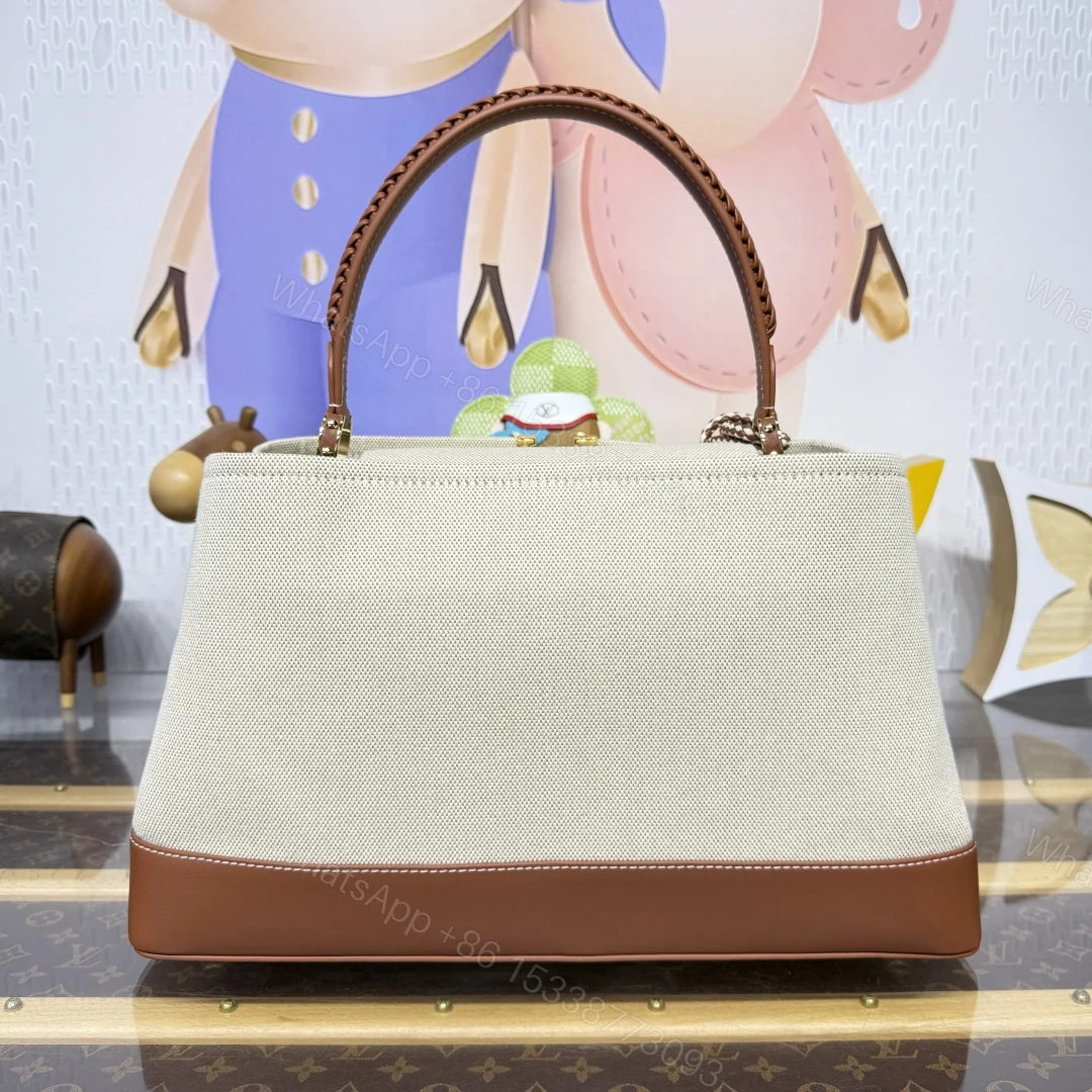 View 7 of Louis Vuitton Capucines Weekender Bag Tan Canvas