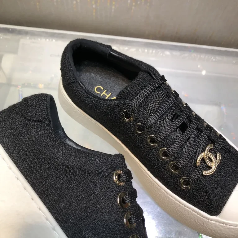 View 9 of Chanel-Inspired Canvas Sneakers: Black & White Luxe Comfort
