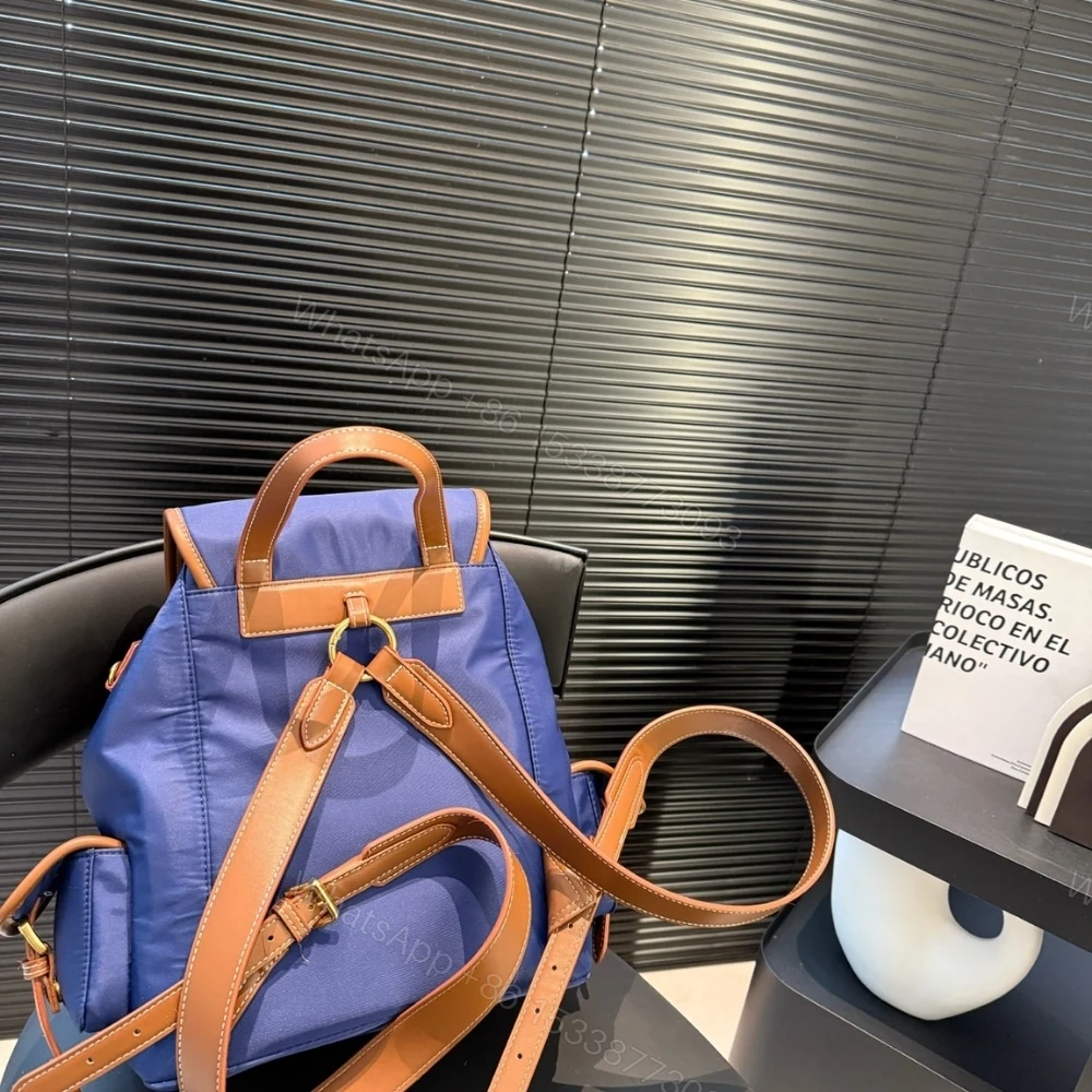 View 5 of MIUMIU CANVAS BACKPACK CORNFLOWER BLUE AND BRANDY 27CM 5BZ042 2IBQ F0TQF V OOO