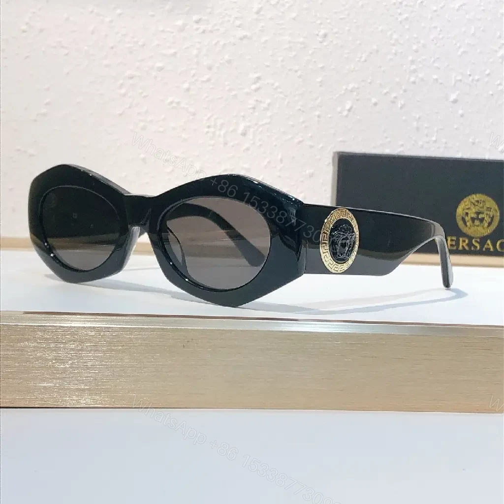 View 3 of Bold Acetate Sunglasses: Oval, Gold Hardware, Gradient Lenses