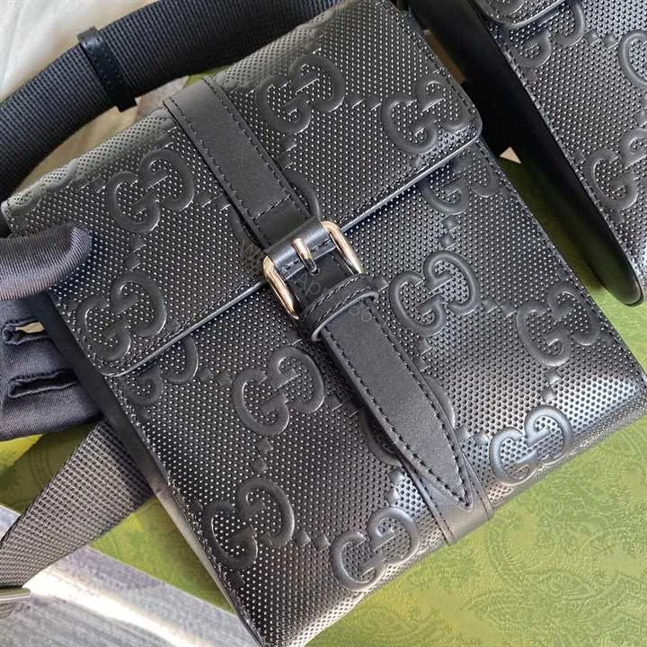 View 8 of GG EMBOSSED BELT BAG BLACK GG EMBOSSED LEATHER COTTON LINEN LINING – GBC16