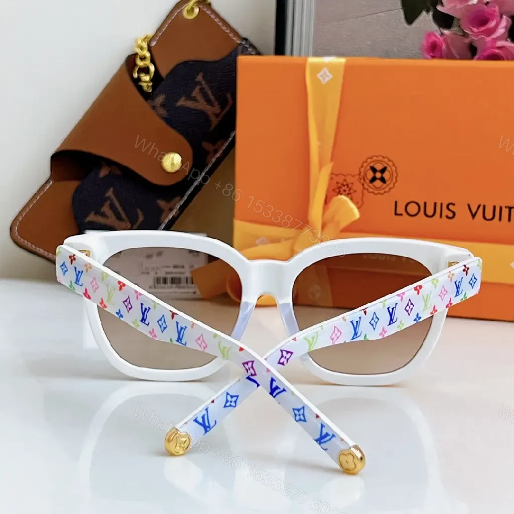 View 9 of White Acetate Sunglasses, Round-Square, Gradient Lenses, Gold Details