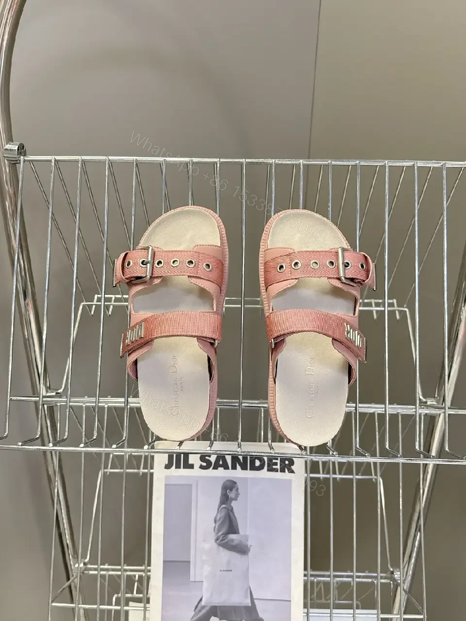 View 9 of Pink Leather Slingback Sandals with Buckle – Dior Style Sandals