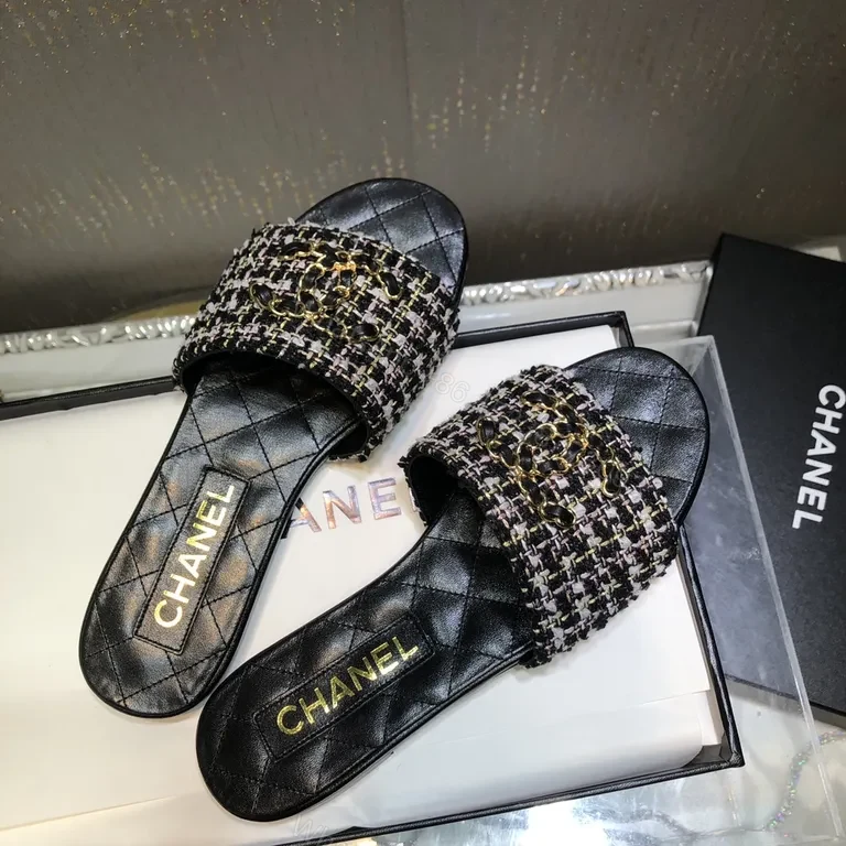 View 9 of Chanel-Tweed Slide Sandals: Luxe Comfort & Elevation
