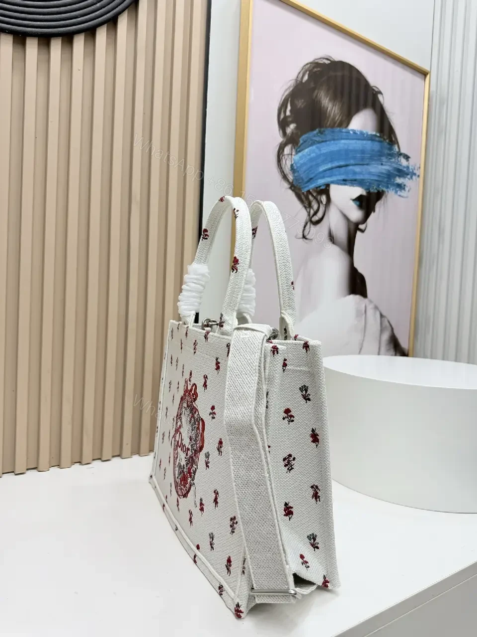 View 9 of Chic Couture Tote: Luxe Canvas Bag with Padded Handles