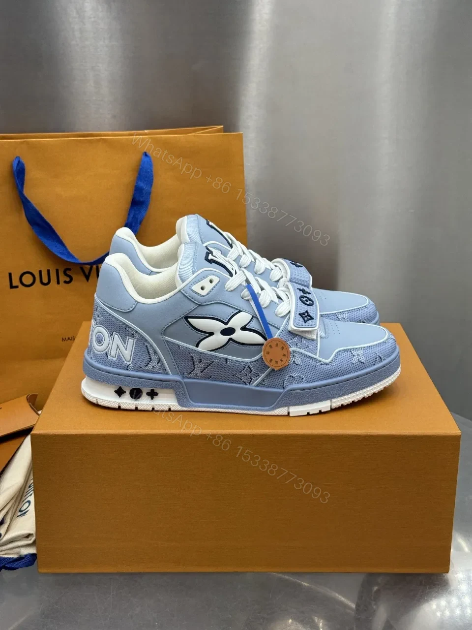 View 10 of Light-Blue Luxe High-Tops: Designer-Inspired Comfort Sneakers