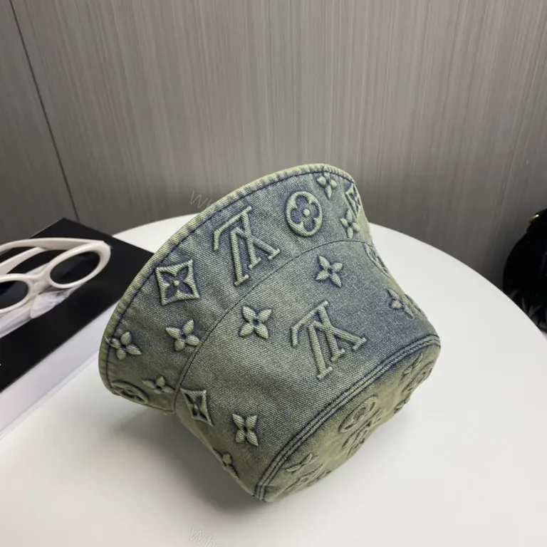 View 5 of Denim LV Monogram Bucket Hat â€“ Luxe, Streetwear Ready