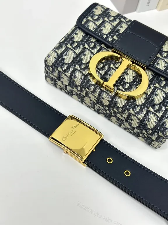 View 4 of Goldâ€‘tone Beltbag in Diorâ€‘style Monogram Leather Trim