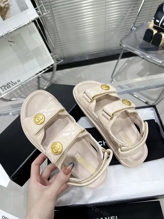 View 6 of Chic Minimalist Sandals with Gold Hardware - Leather