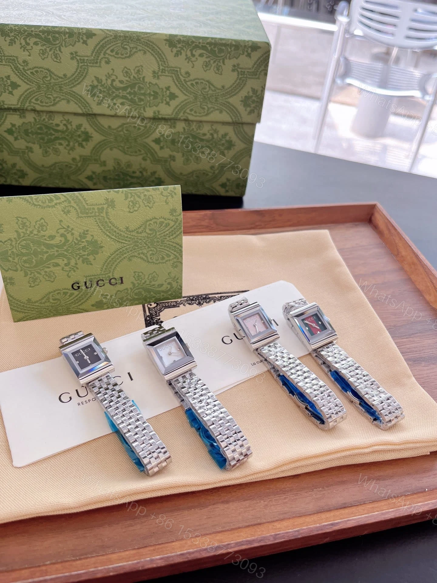 View 4 of Gucci G Frame Bracelet Watch Square Shape Silver In Black 20Mm Ya128507