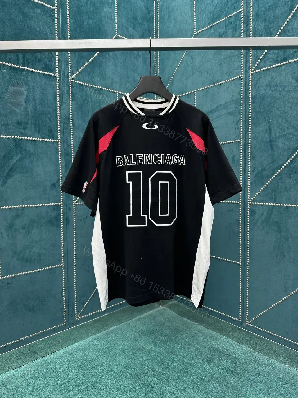 View 10 of Black Polyester Athletic Jersey Bold "BALENCIAGA" 10 T-Shirt