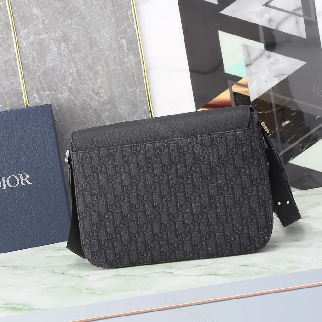 View 3 of Chic Black Monogram Crossbody with Textured Leather Flap