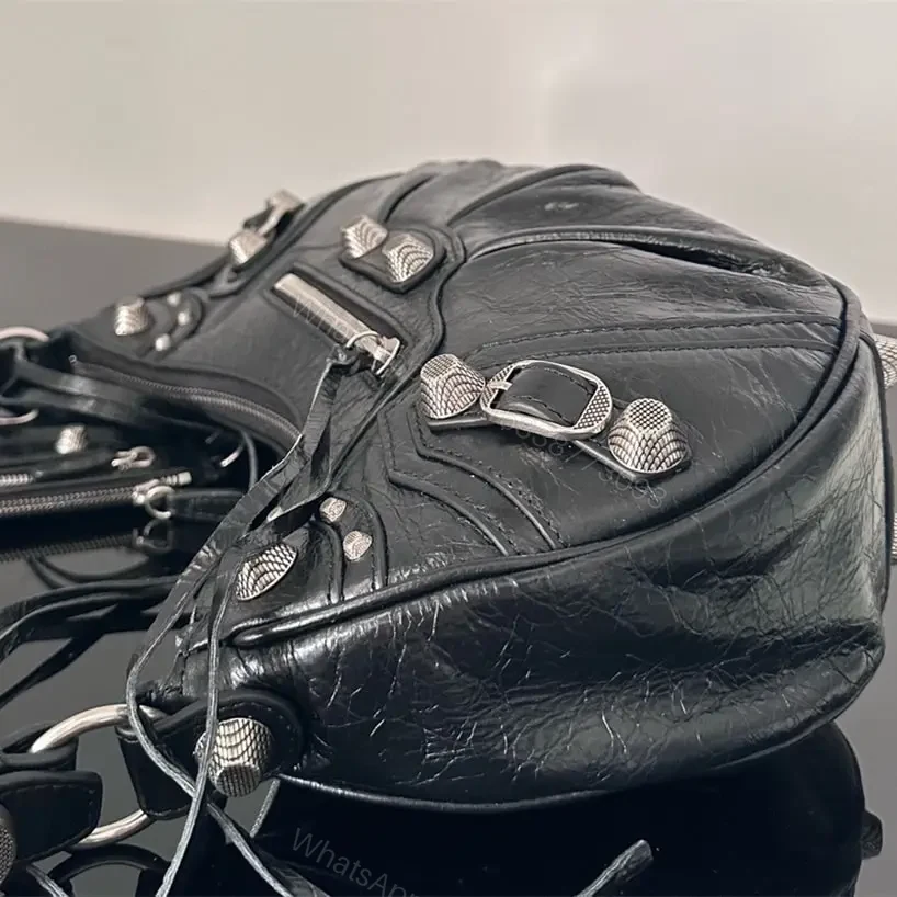 View 6 of 高仿Balenciaga*LeCagole朋克單肩包黑色S