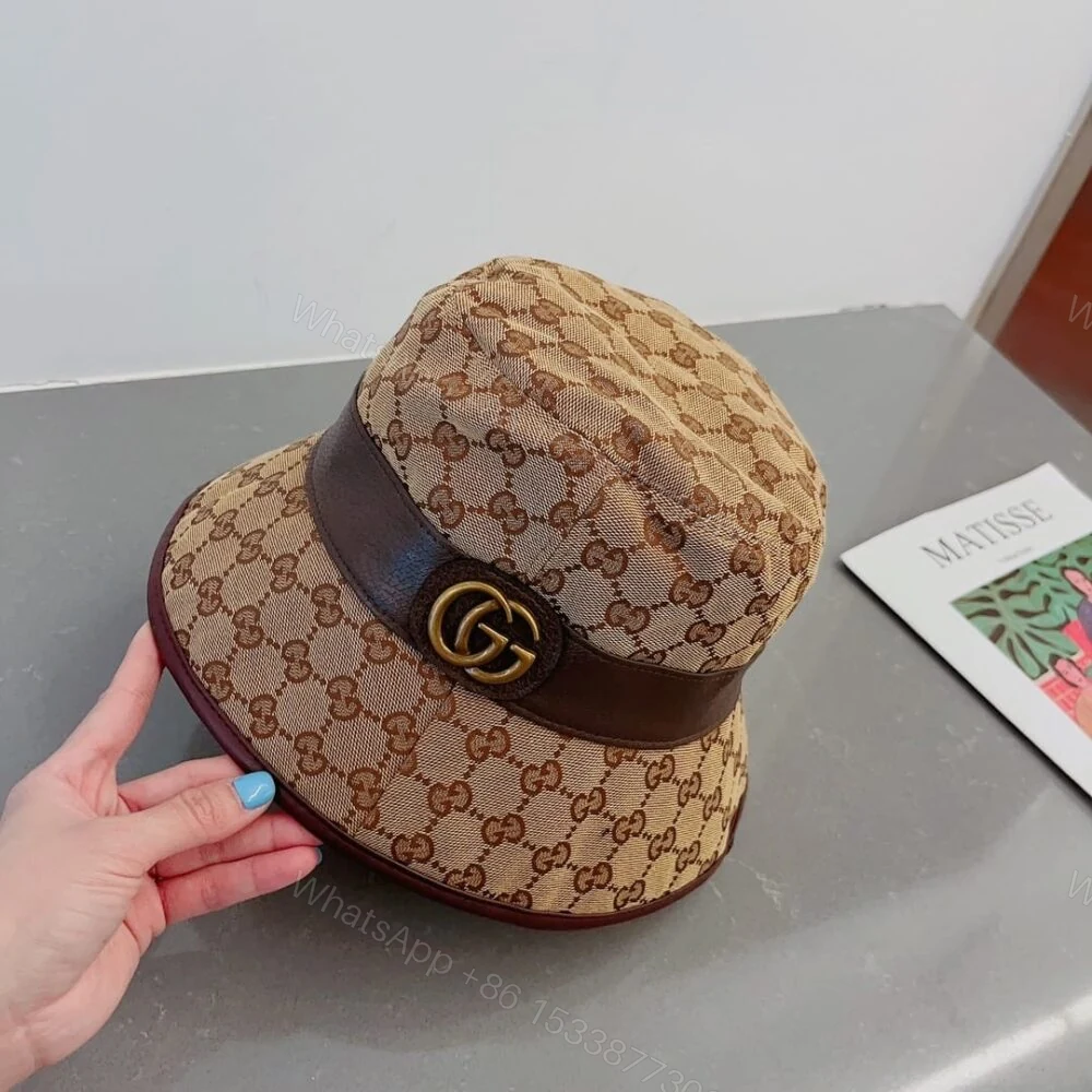 View 4 of Gucci Canvas Bucket Hat With Double G Brown 576587 4HG62 2564