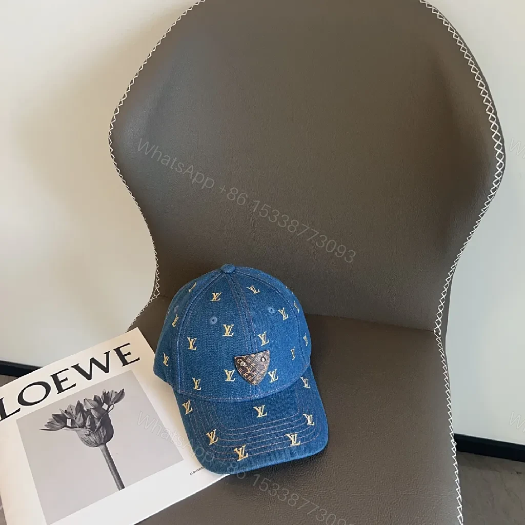 View 2 of Denim Luxury Baseball Cap with LV Monogram: Refined Casual Headwear