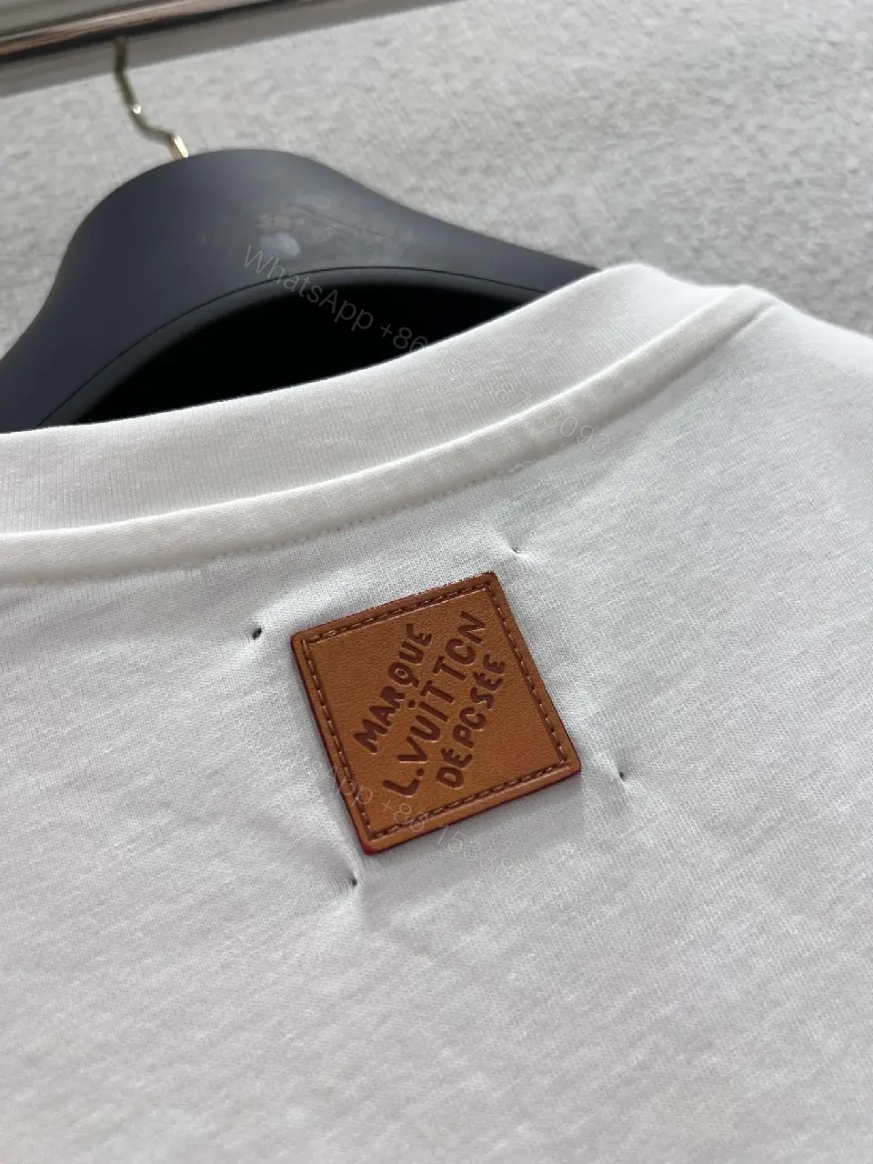View 9 of White Cotton T-Shirt with LVM Embroidery, Polo-Feel Comfort