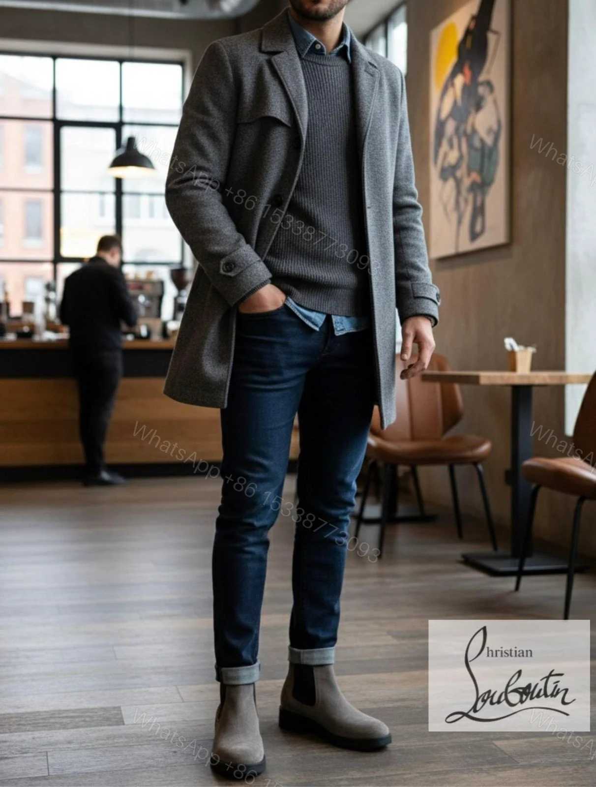 View 15 of First Copy Louboutin Suede Boots for Men