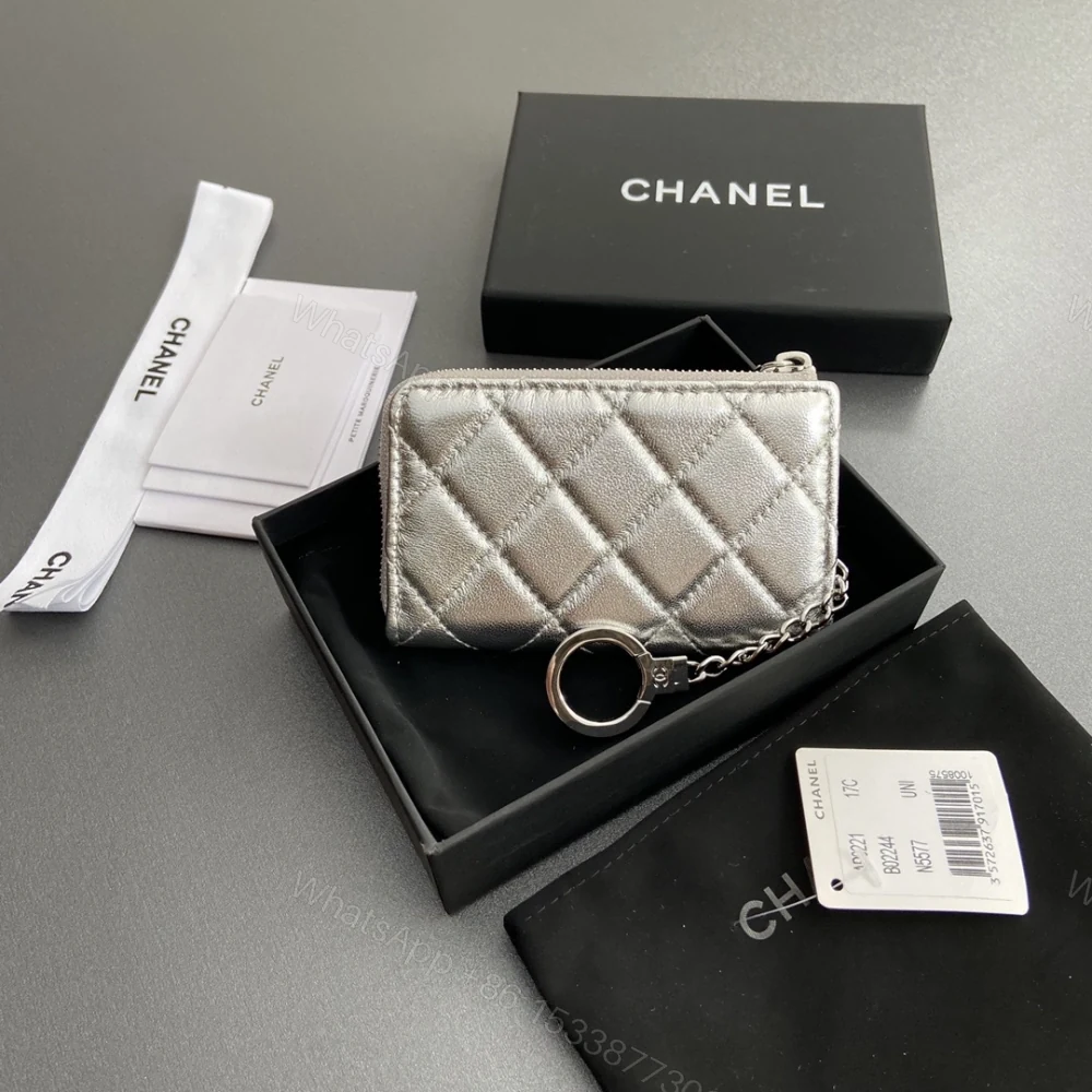 View 2 of 高仿Chanel*AP0224零錢包銀色小羊皮銀扣免檢版