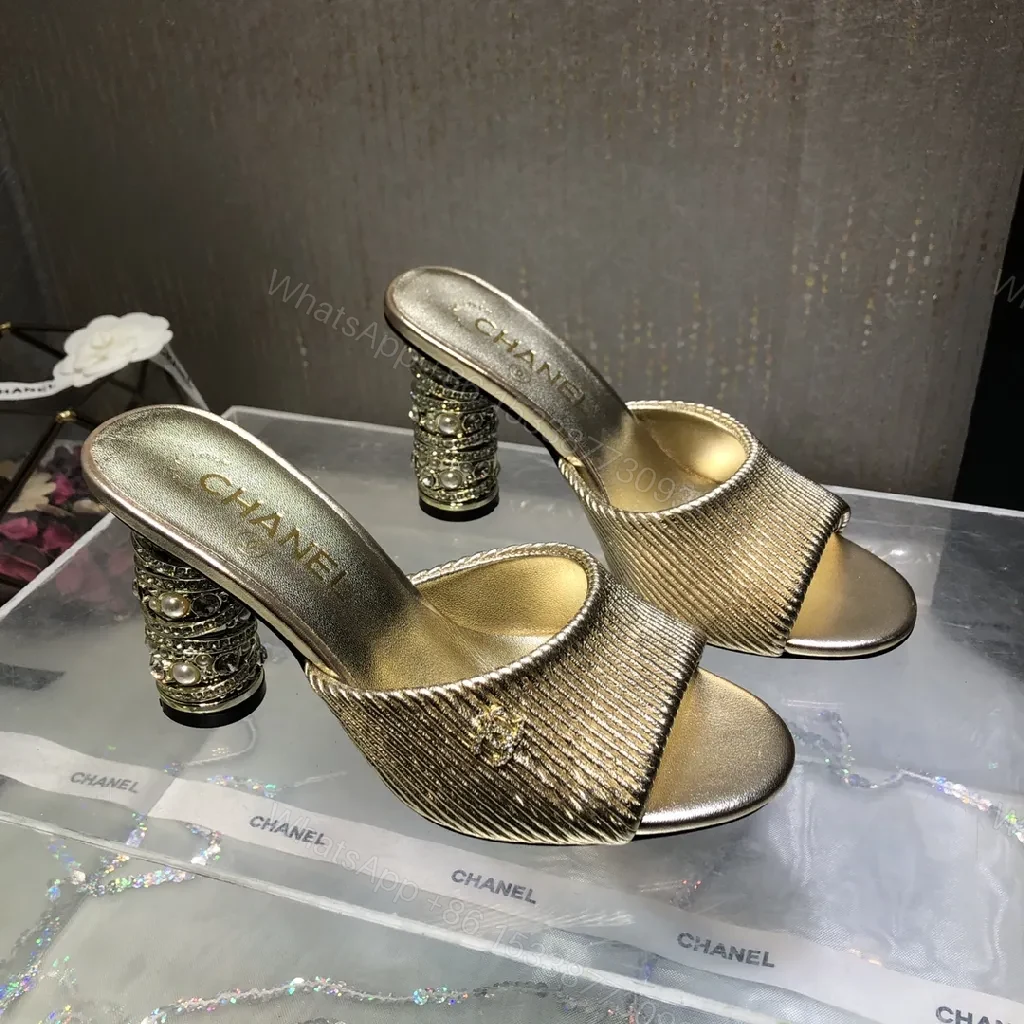 View 9 of Glam Metallic Slip-Ons: Sculpted Heel Luxury Mules