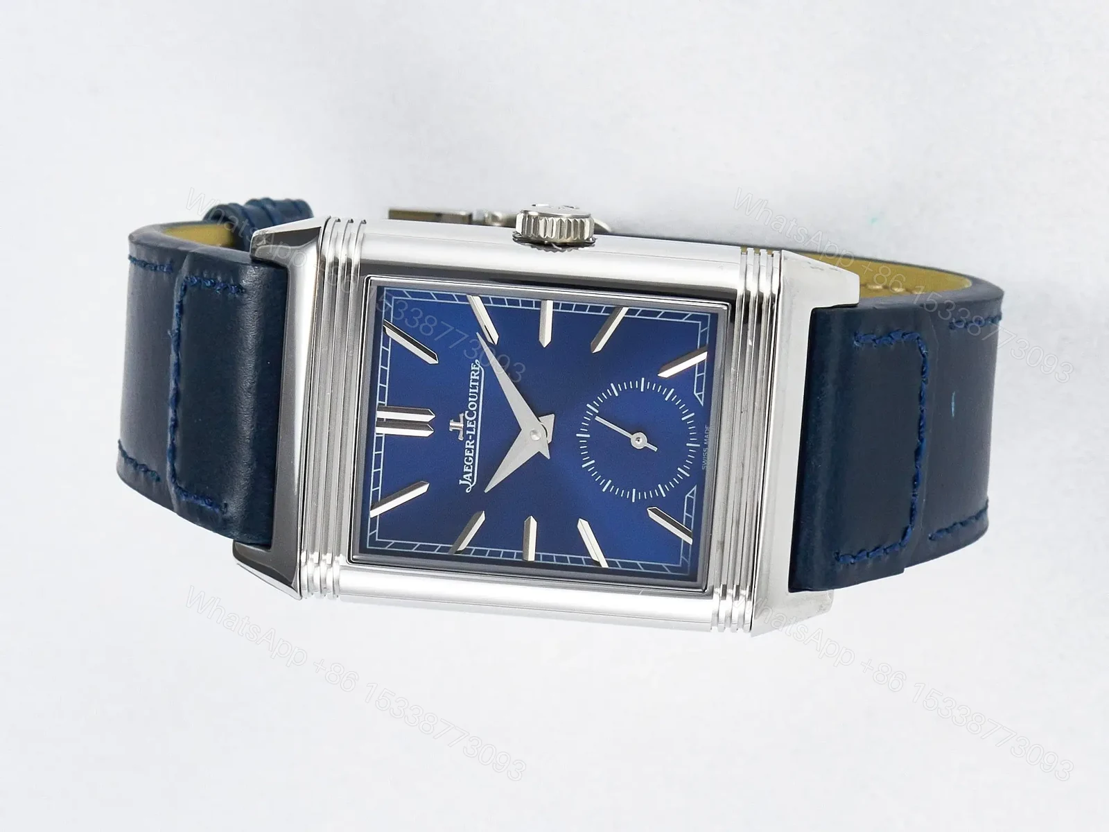 View 16 of Reverso Tribute Duoface Small Seconds SS MGF Best Edition Blue Dial on Blue Leather Strap A854A